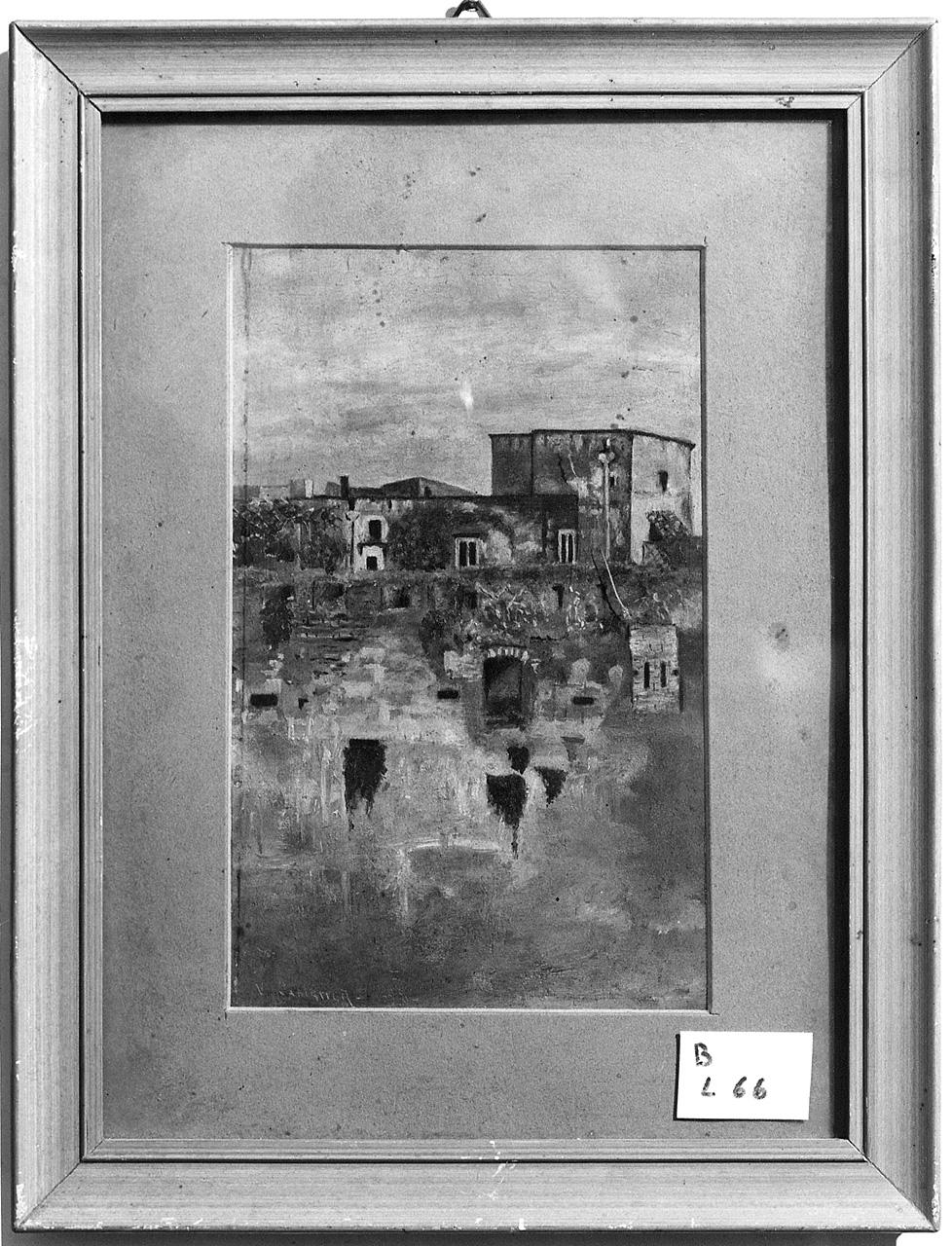 veduta di paese (dipinto) - ambito romano (ultimo quarto sec. XIX)