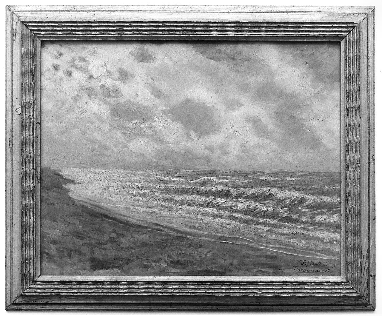 Terracina, paesaggio marino /paesaggio lacustre (dipinto) di Sartorio Giulio Aristide (sec. XX)