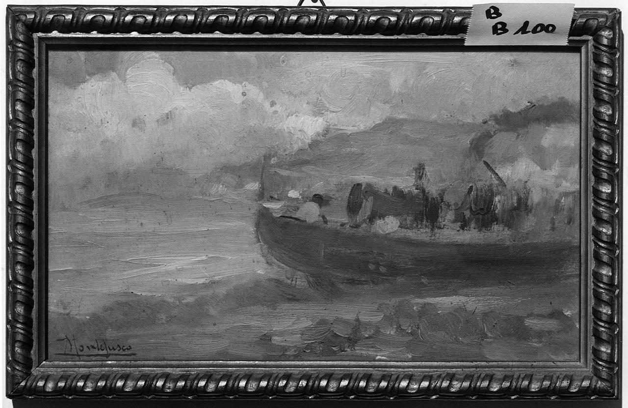 marina con pescatori e barche (dipinto) di Montefusco Vincenzo (ultimo quarto sec. XIX)