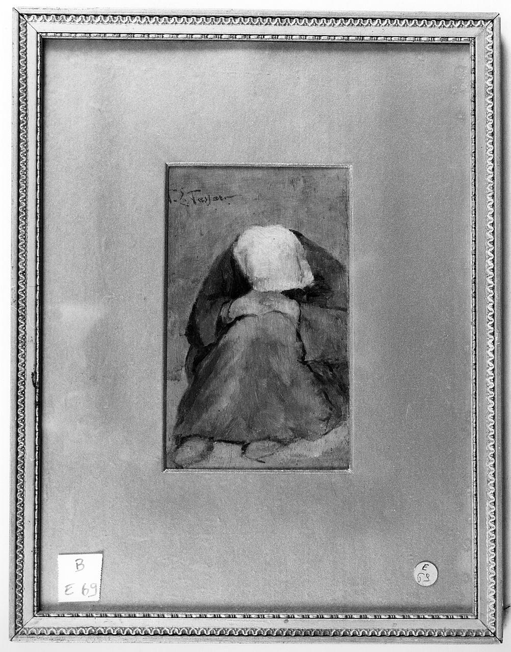 figura femminile seduta (dipinto) di Tessari Romolo (fine sec. XIX)