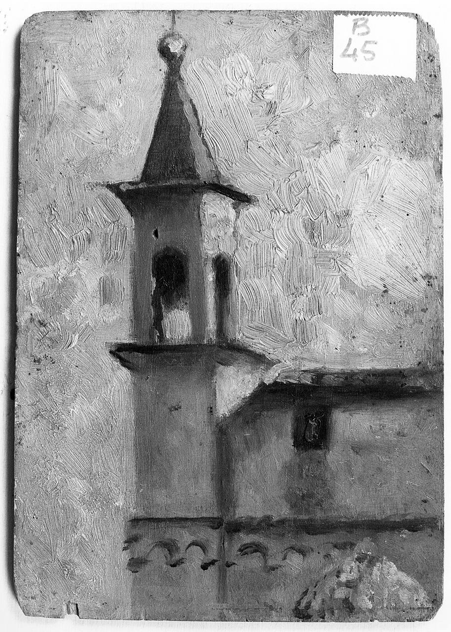 veduta di chiesa (dipinto) - ambito romano (ultimo quarto sec. XIX)