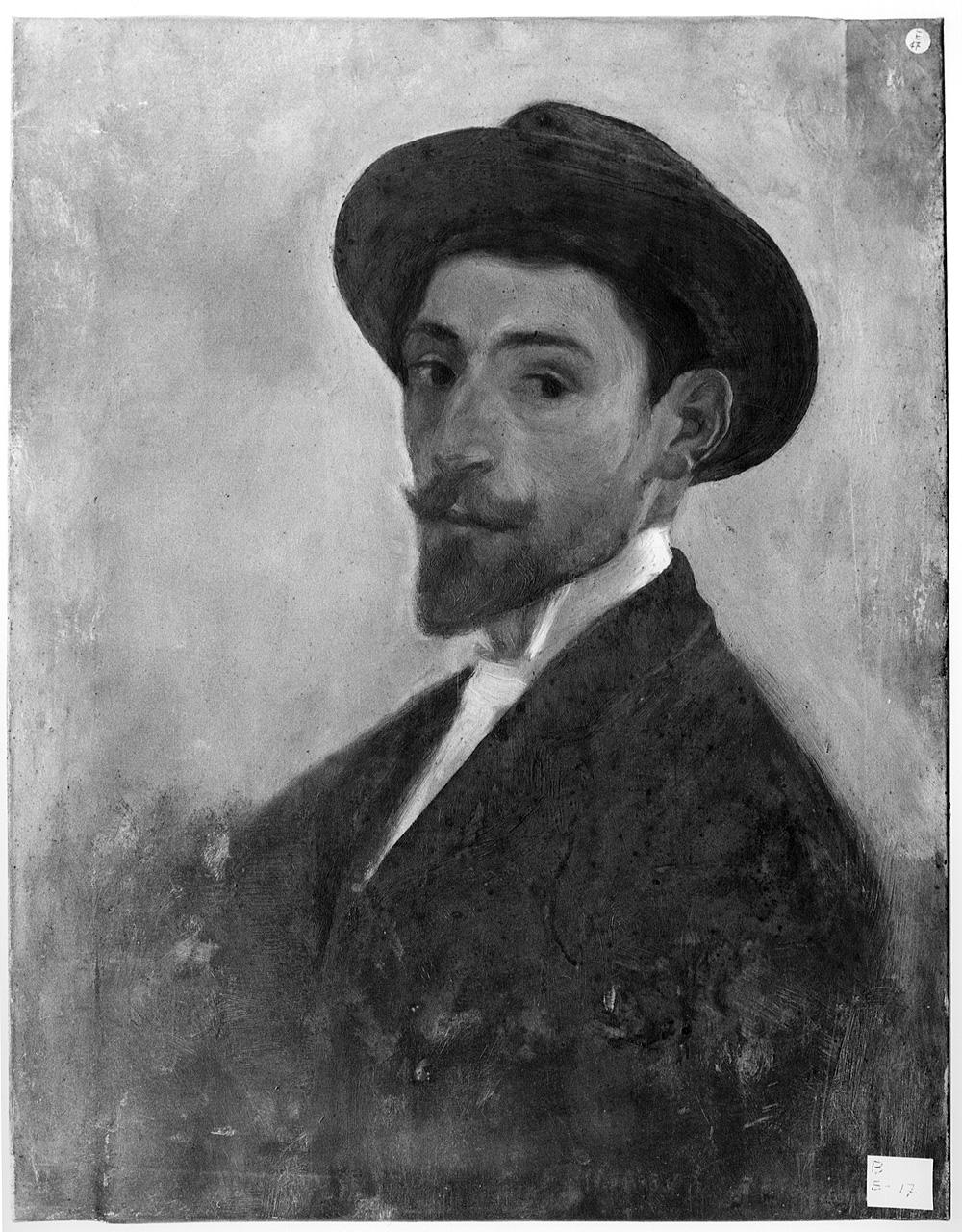 ritratto d'uomo con barba e baffi (dipinto) - ambito romano (seconda metà sec. XIX)