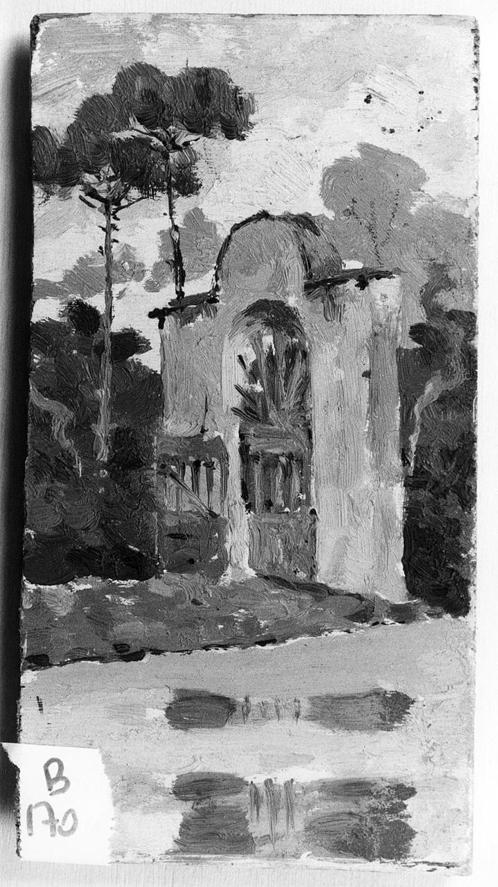 paesaggio con architetture (dipinto) - ambito romano (fine/inizio secc. XIX/ XX)