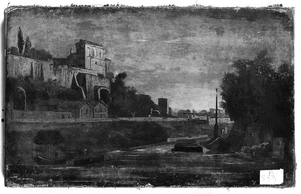 paesaggio fluviale (dipinto) - ambito romano (seconda metà sec. XIX)