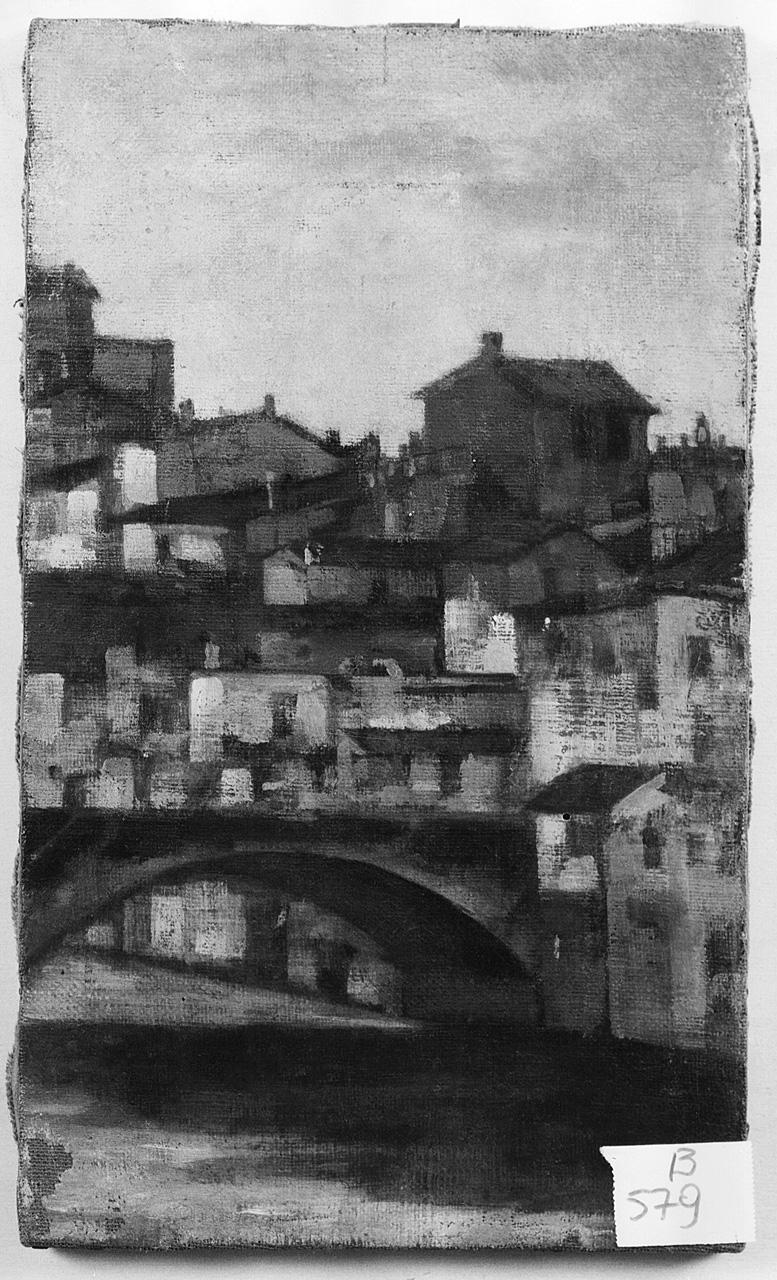 veduta di paese (dipinto) - ambito romano (seconda metà sec. XIX)