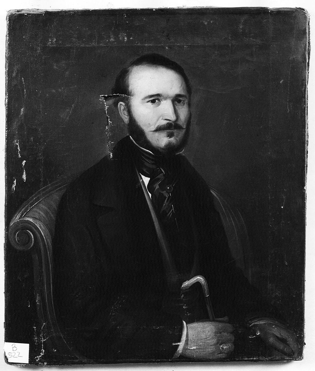 ritratto d'uomo con barba e baffi (dipinto) - ambito romano (prima metà sec. XIX)