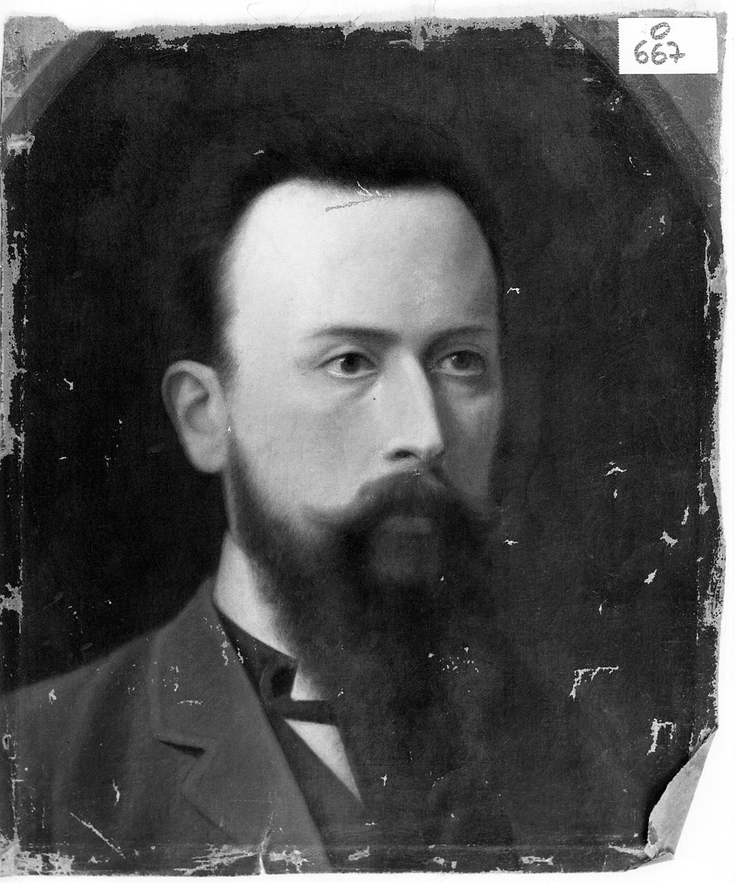 ritratto d'uomo con barba e baffi (dipinto) - ambito romano (terzo quarto sec. XIX)