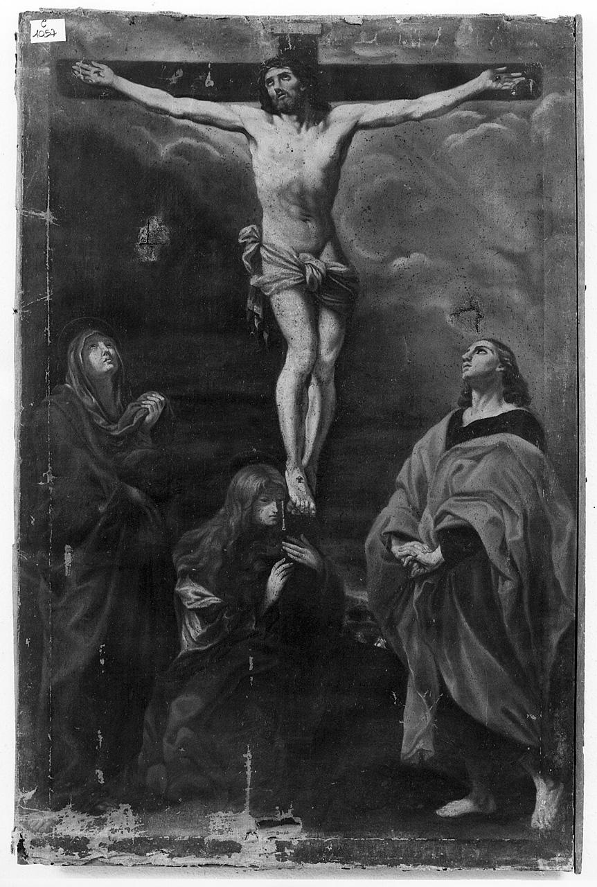 Cristo crocifisso con la Madonna, Santa Maria Maddalena, San Giovanni evangelista (dipinto) - ambito romano (metà sec. XVIII)
