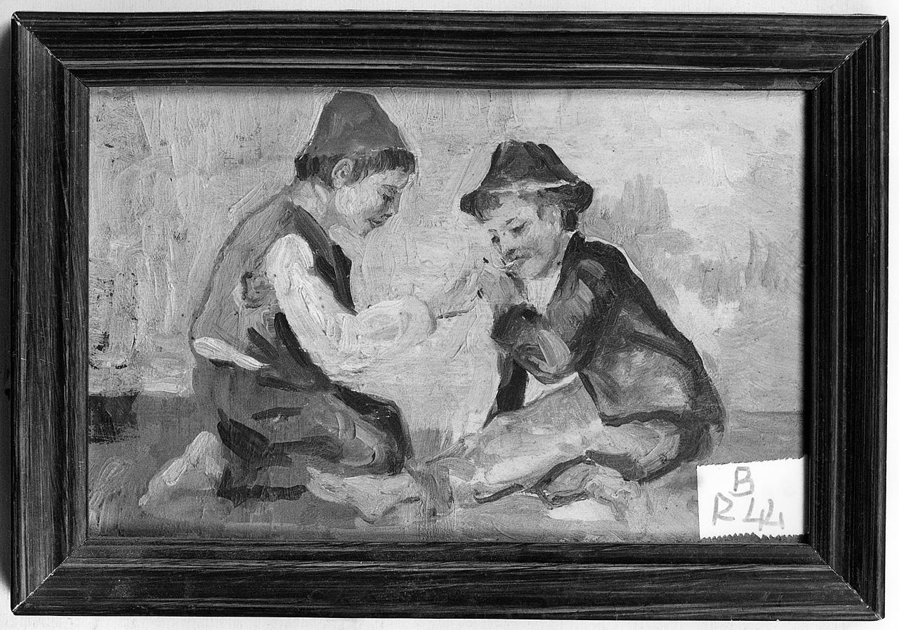 bambini che giocano (dipinto) - ambito romano (primo quarto sec. XX)