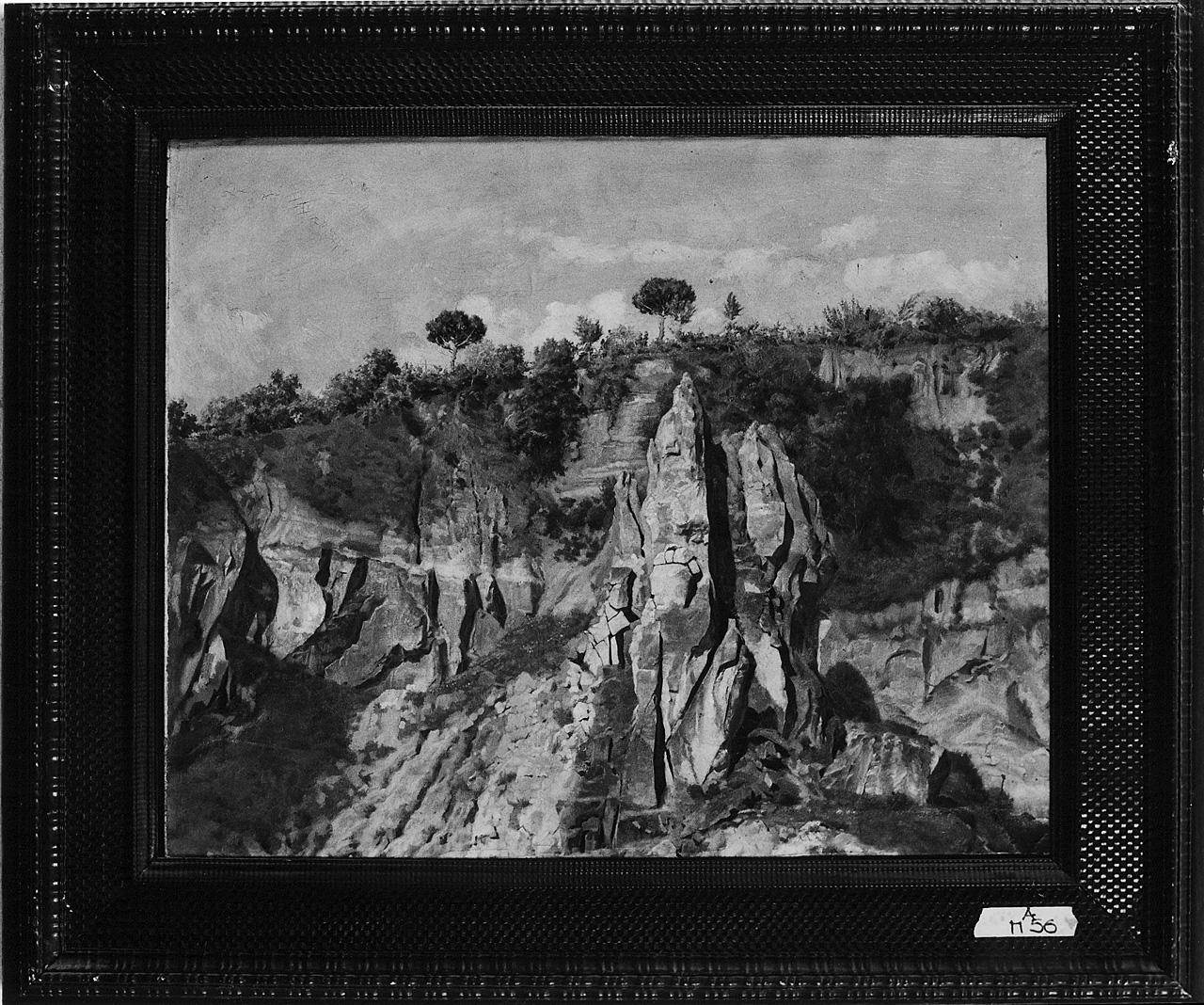 paesaggio roccioso (dipinto) di Vertunni Achille (terzo quarto sec. XIX)