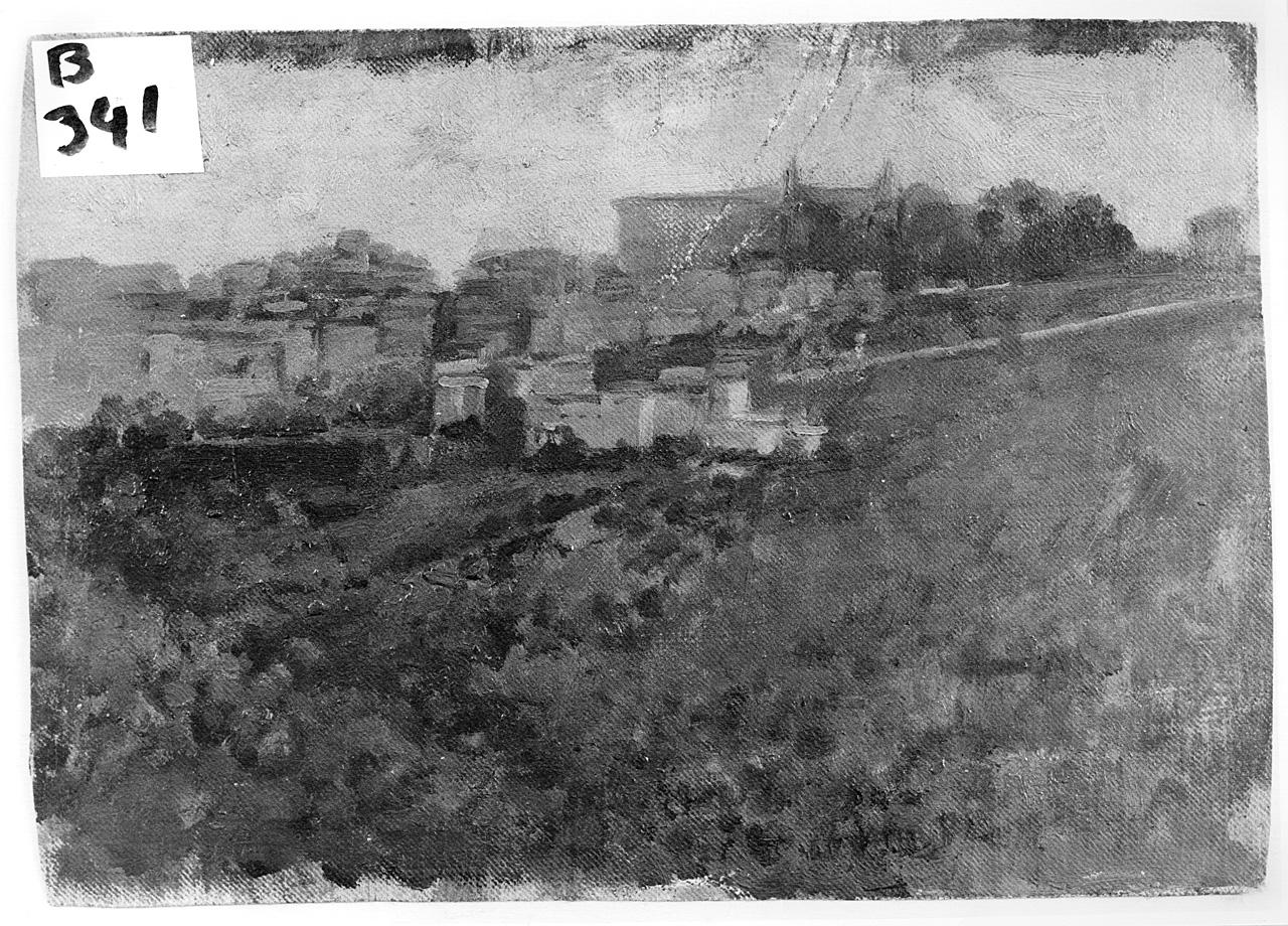 veduta di paese (dipinto) - ambito romano (ultimo quarto sec. XIX)