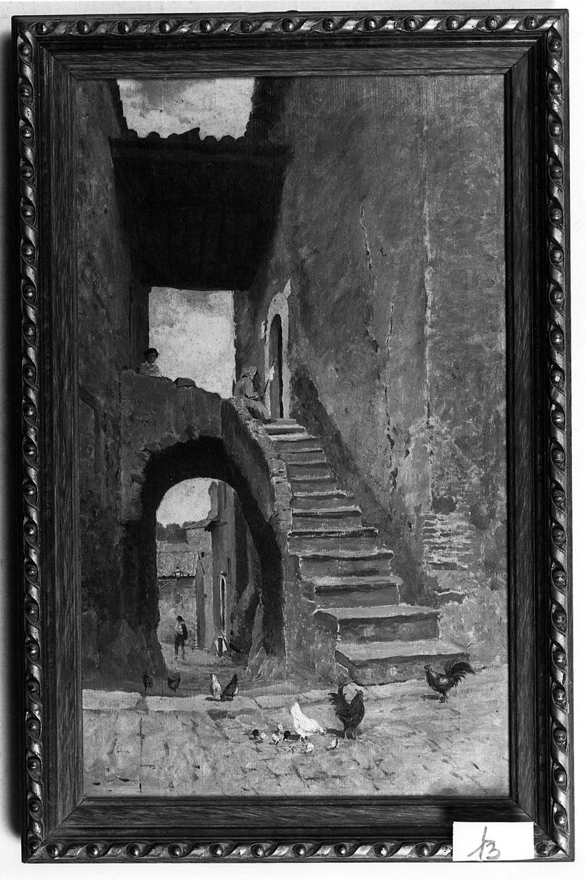 veduta di strada (dipinto) - ambito romano (seconda metà sec. XIX)