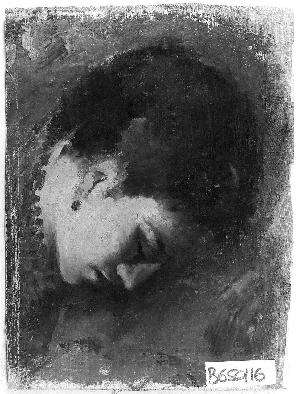 testa di donna di profilo (dipinto) - ambito romano (primo quarto sec. XX)