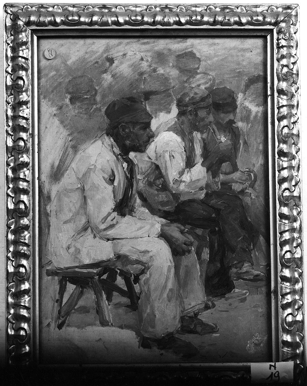 figure sedute (dipinto) - ambito romano (ultimo quarto sec. XIX)