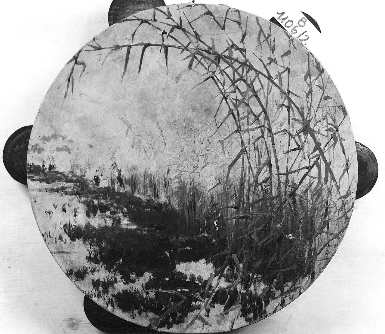 paesaggio lacustre (tamburello) - ambito romano (primo quarto sec. XX)