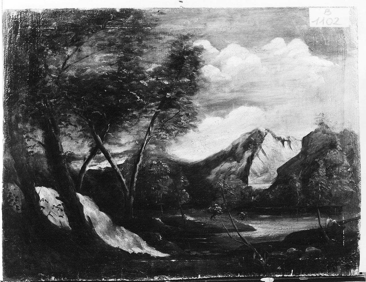 paesaggio lacustre (dipinto) - ambito francese (seconda metà sec. XIX)