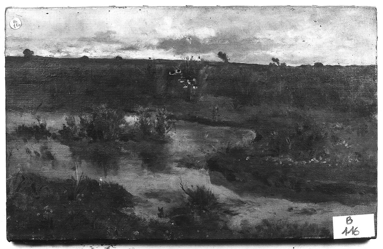 paesaggio fluviale (dipinto) di Raggio Giuseppe (ultimo quarto sec. XIX)