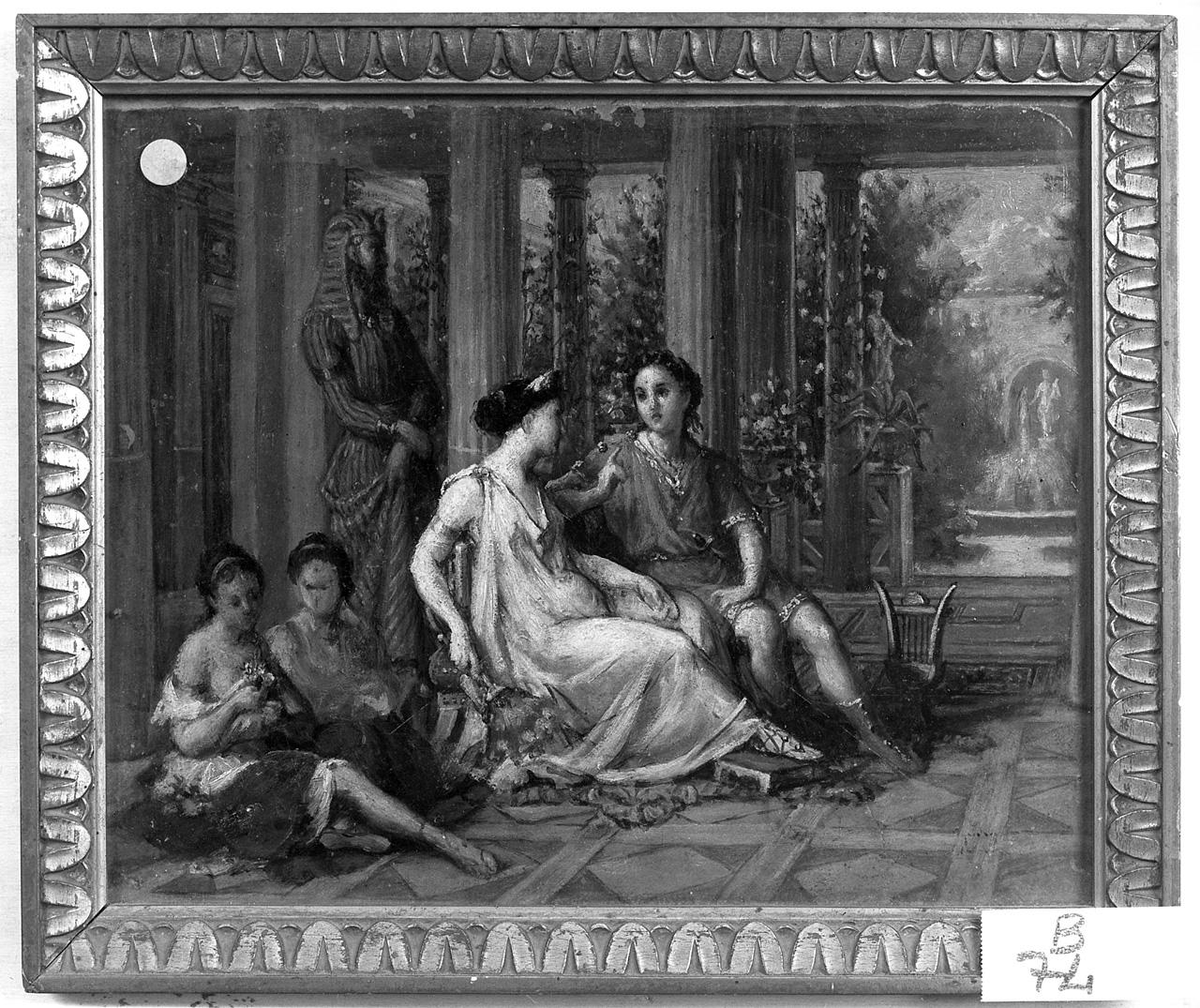 figure sotto un loggiato (dipinto) - ambito romano (seconda metà sec. XIX)