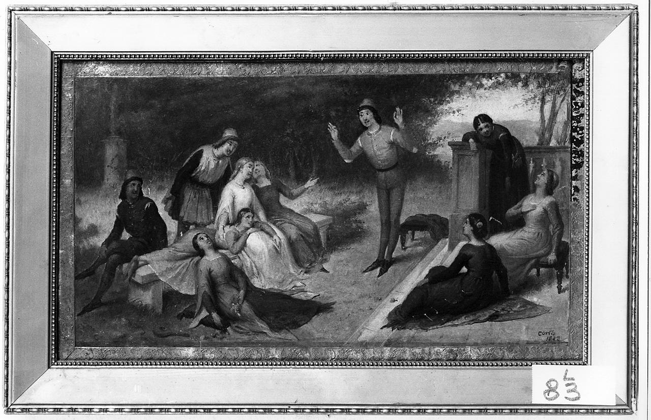 figure in un giardino (dipinto) di Cortis (sec. XIX)