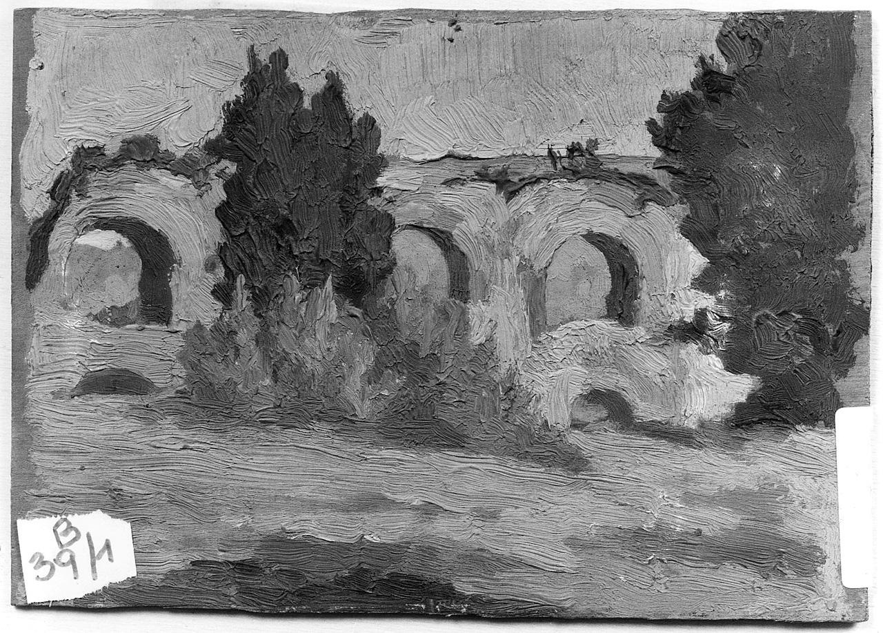 paesaggio con rovine (dipinto) - ambito romano (prima metà sec. XX)