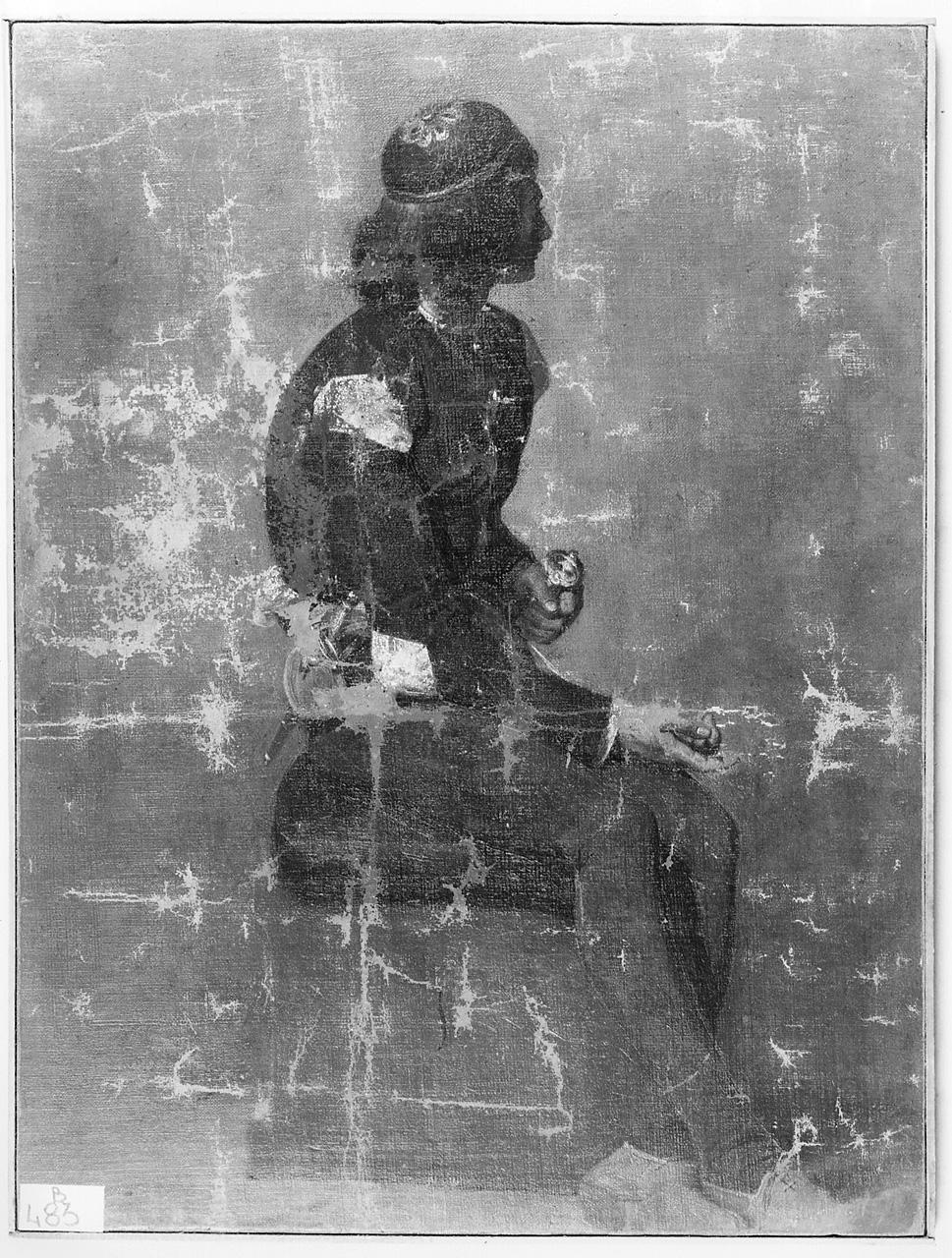 figura maschile seduta (dipinto) - ambito toscano (seconda metà sec. XIX)