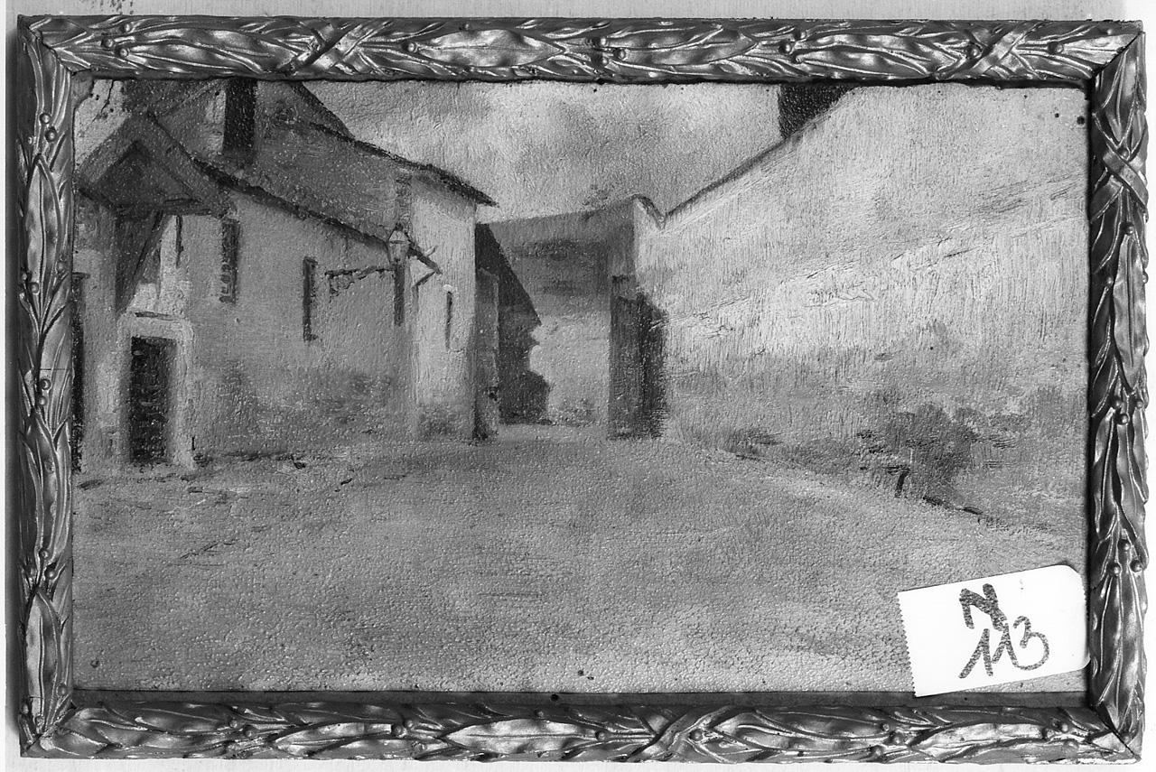 paesaggio con fattoria (dipinto) - ambito toscano (ultimo quarto sec. XIX)