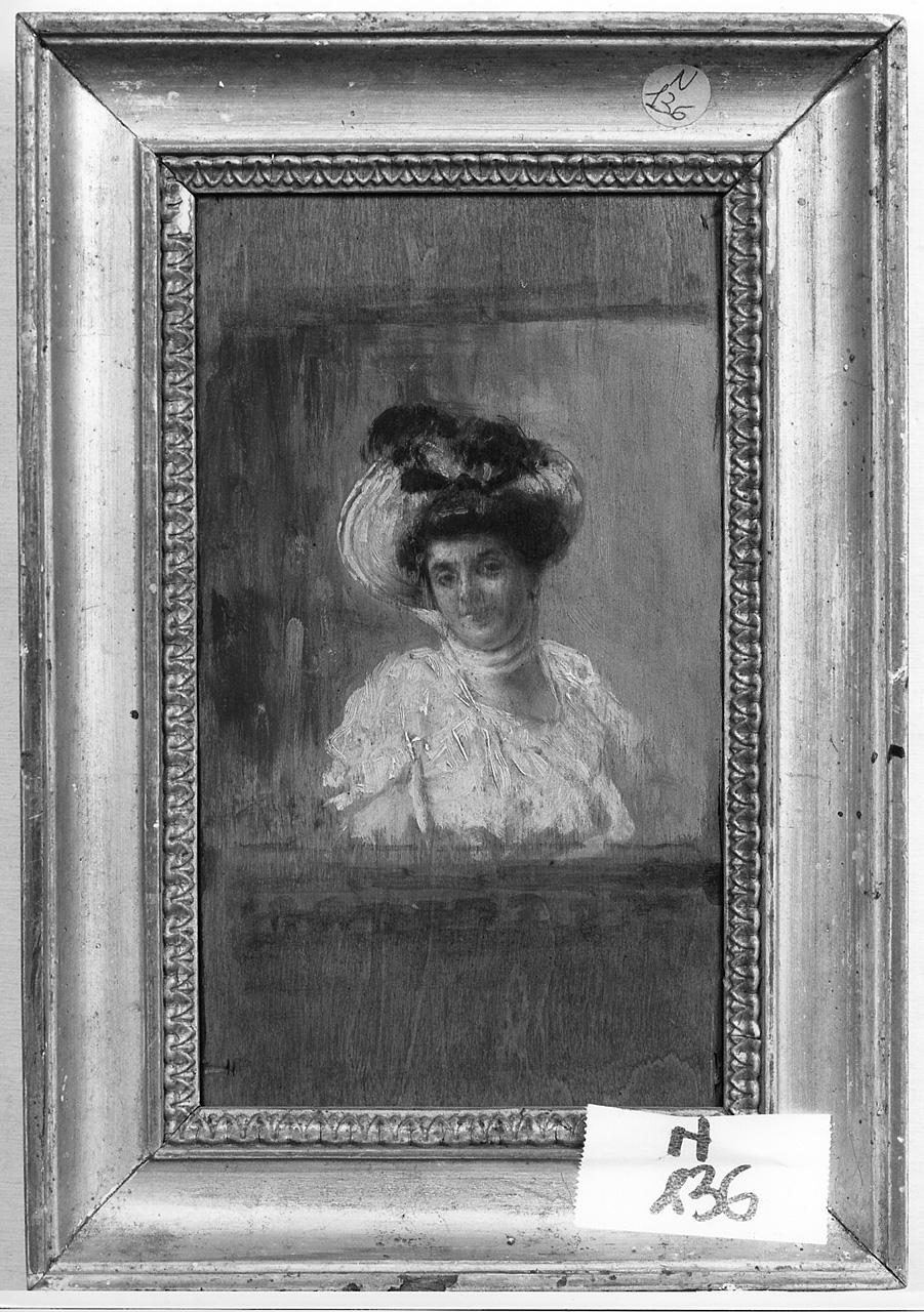 ritratto di donna con cappello (dipinto) - ambito emiliano (fine sec. XIX)