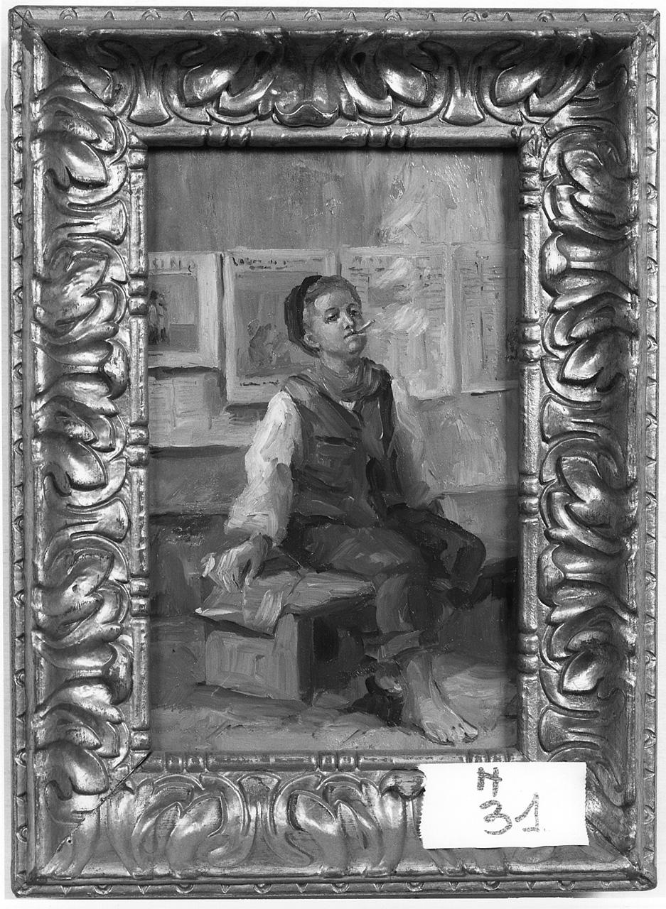 figura maschile seduta (dipinto) - ambito napoletano (inizio sec. XX)