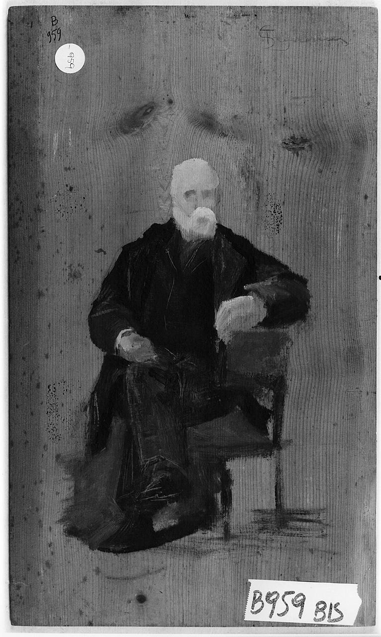 figura maschile seduta (dipinto) - ambito toscano (terzo quarto sec. XIX)