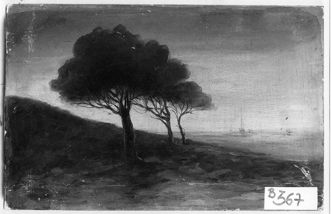 paesaggio con alberi (dipinto) - ambito napoletano (ultimo quarto sec. XIX)