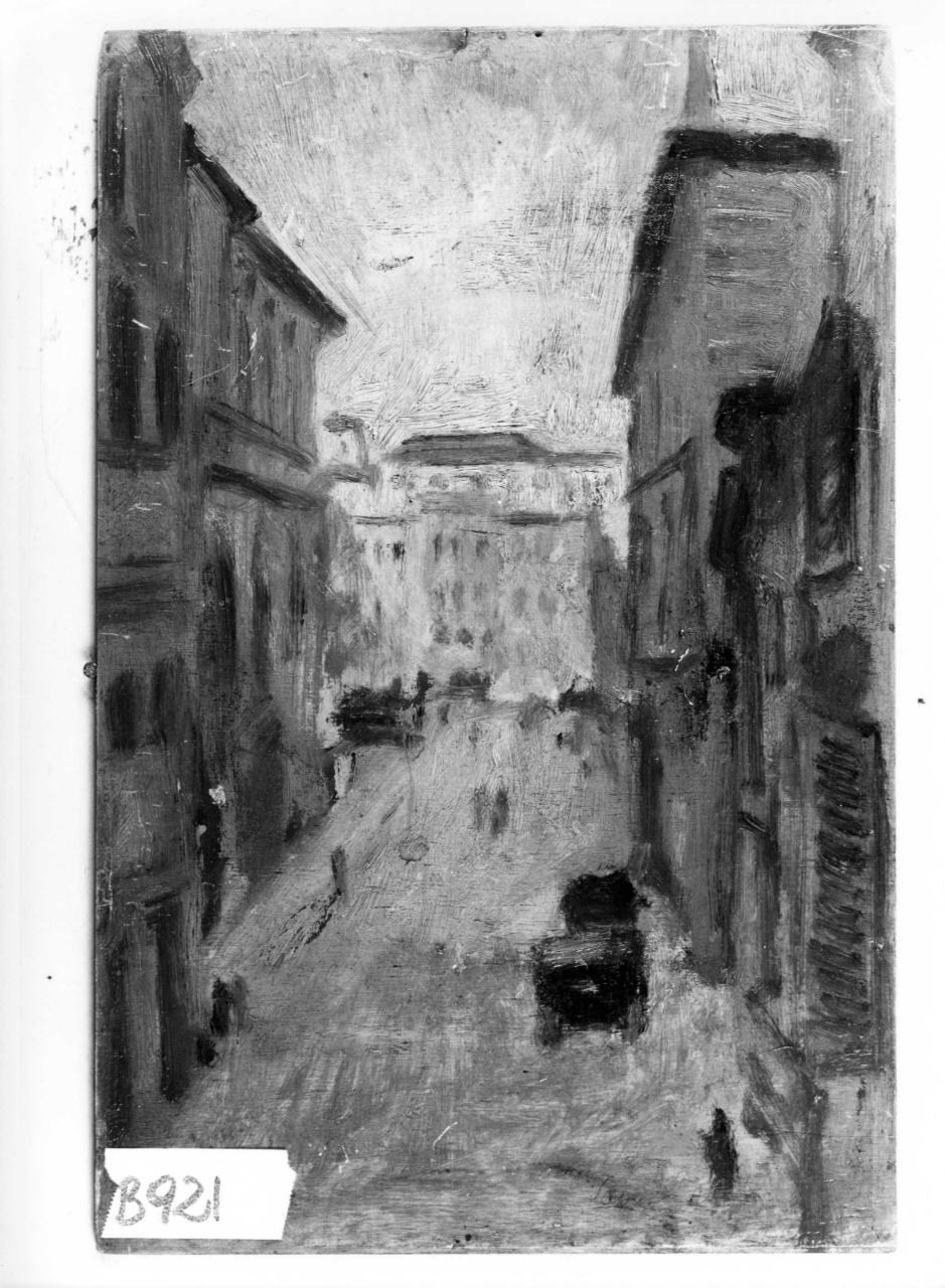 veduta di strada (dipinto) - ambito romano (primo quarto sec. XX)
