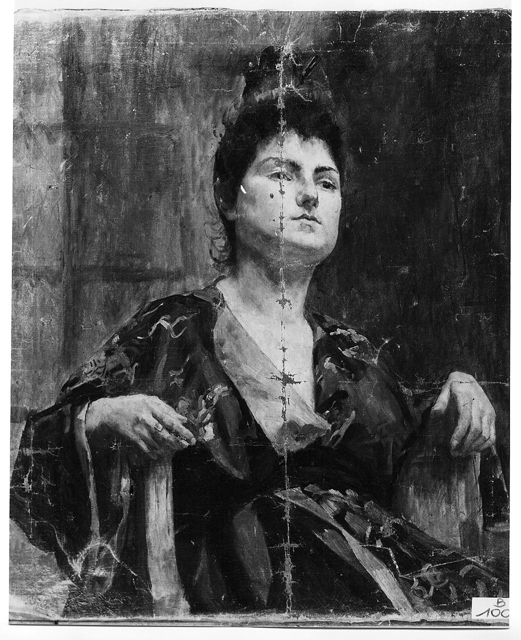 ritratto di donna (dipinto) - ambito romano (ultimo quarto sec. XIX)