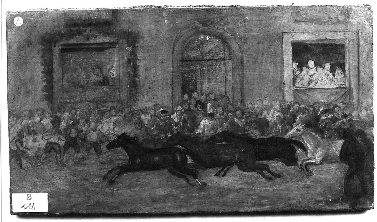corsa di cavalli (dipinto) - ambito romano (seconda metà sec. XIX)