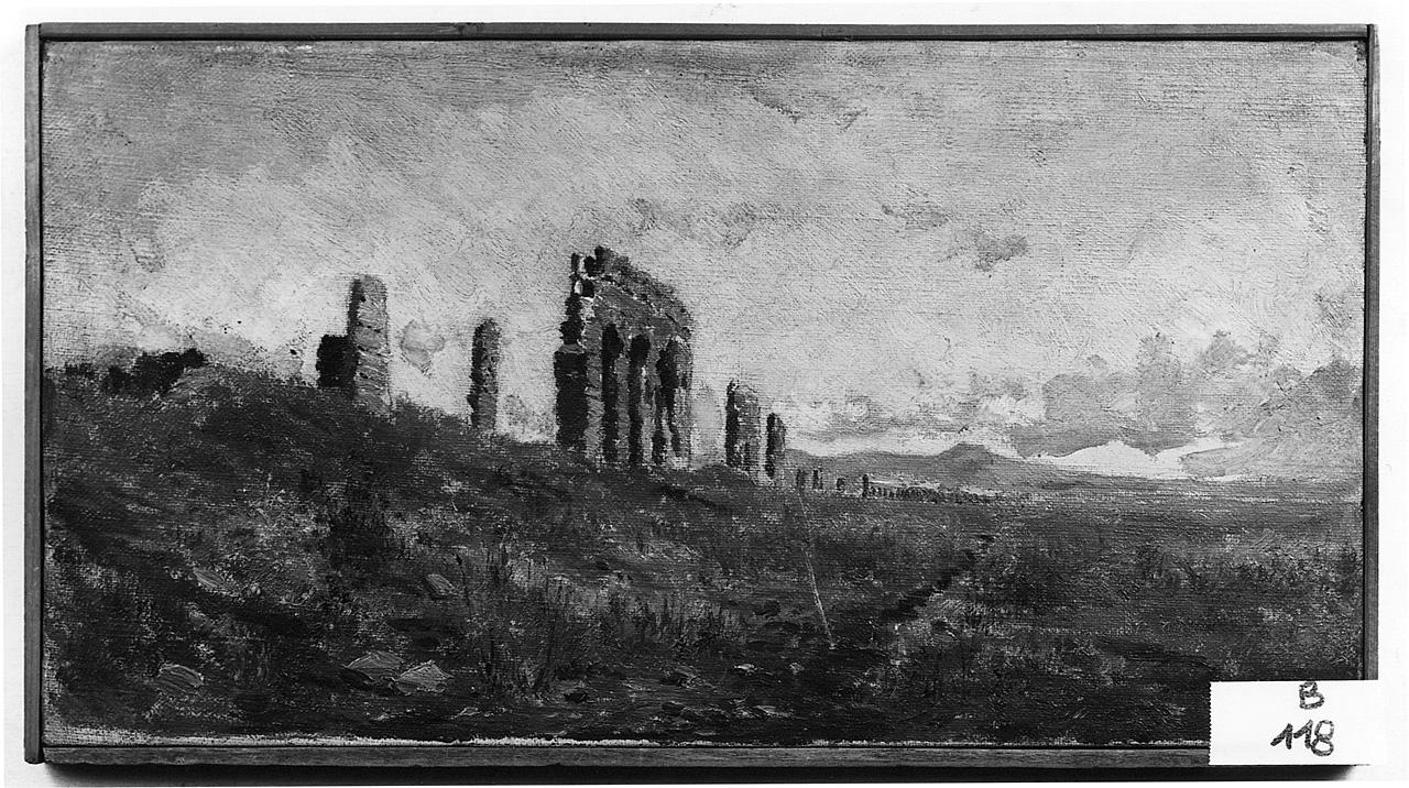 paesaggio con rovine (dipinto) - ambito romano (ultimo quarto sec. XIX)