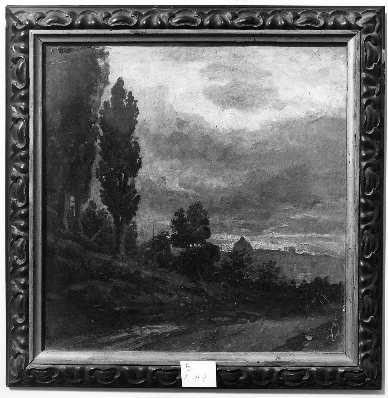 paesaggio con alberi (dipinto) - ambito romano (seconda metà sec. XIX)