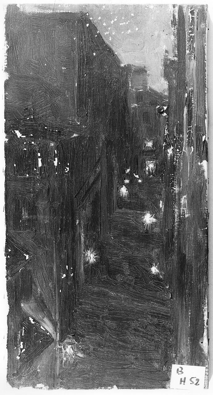 veduta di strada (dipinto) - ambito romano (ultimo quarto sec. XIX)