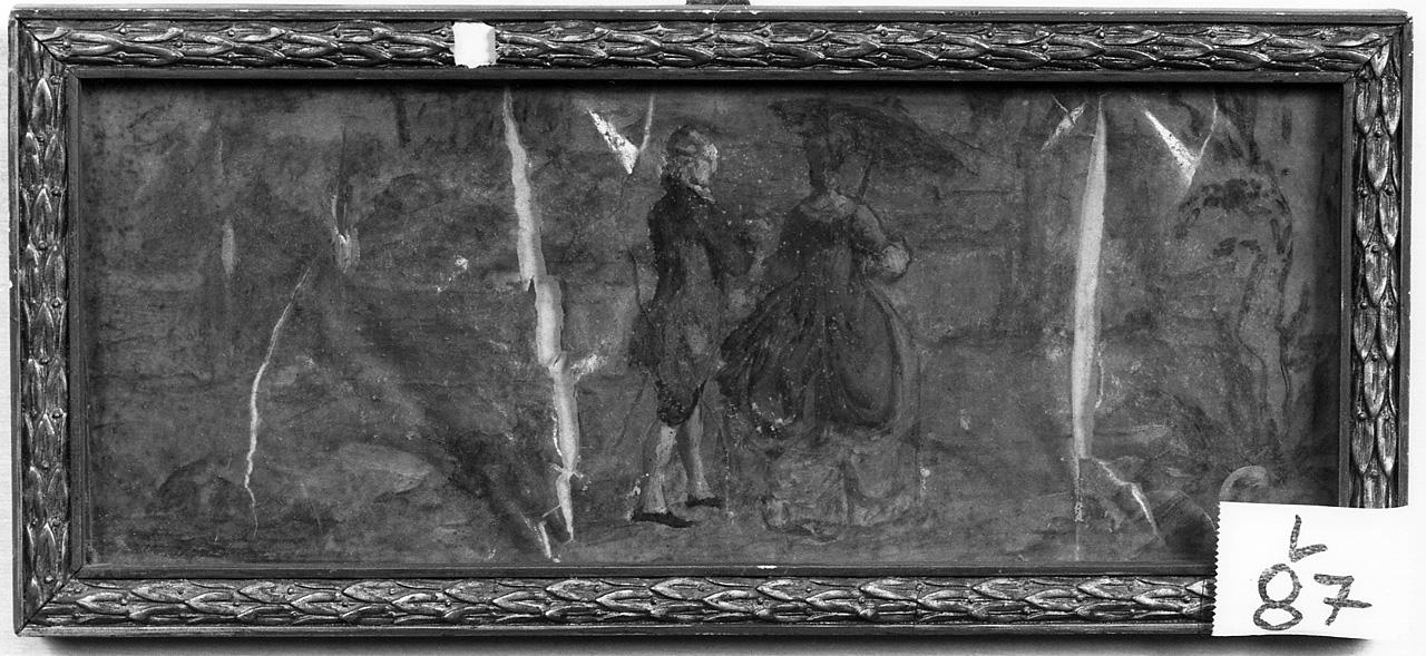 figure in un giardino (dipinto) - ambito romano (seconda metà sec. XIX)