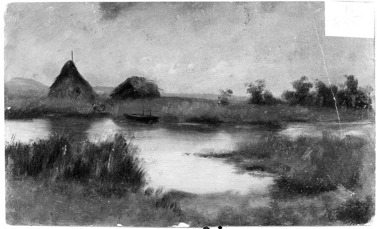 paesaggio lacustre (dipinto) - ambito romano (seconda metà sec. XIX)