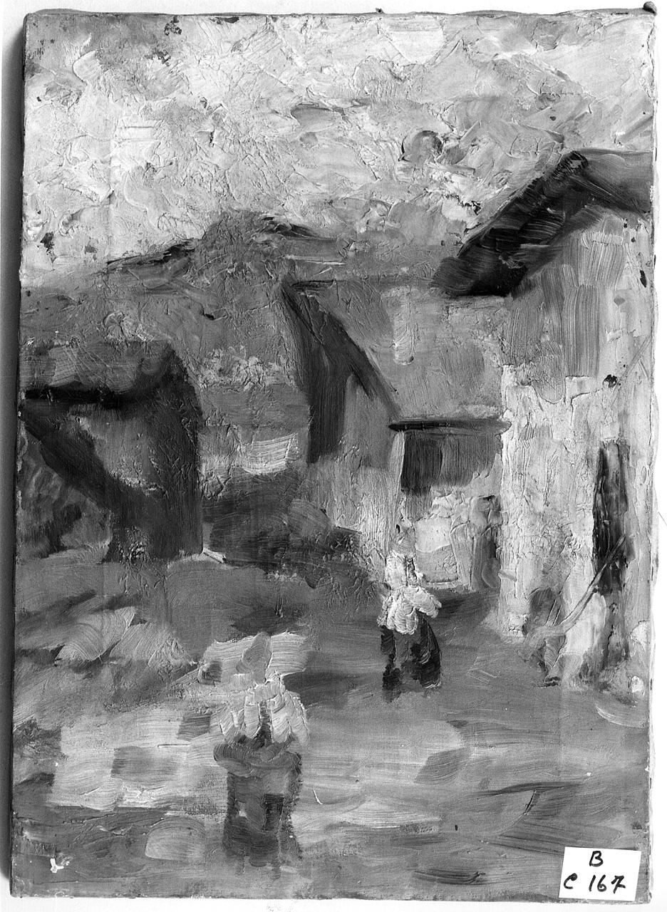 veduta di paese (dipinto) - ambito lombardo (ultimo quarto sec. XIX)