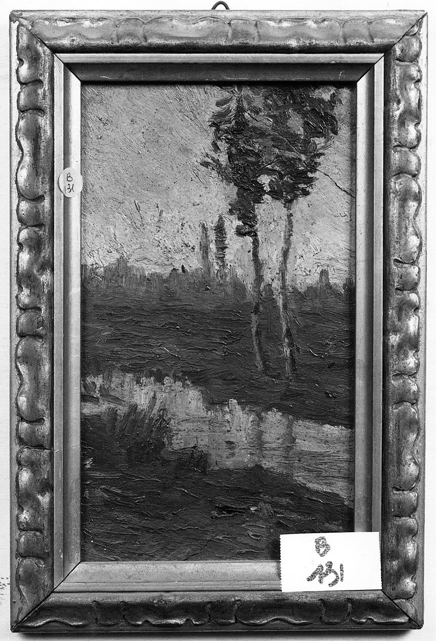 paesaggio con alberi (dipinto) - ambito romano (seconda metà sec. XIX)