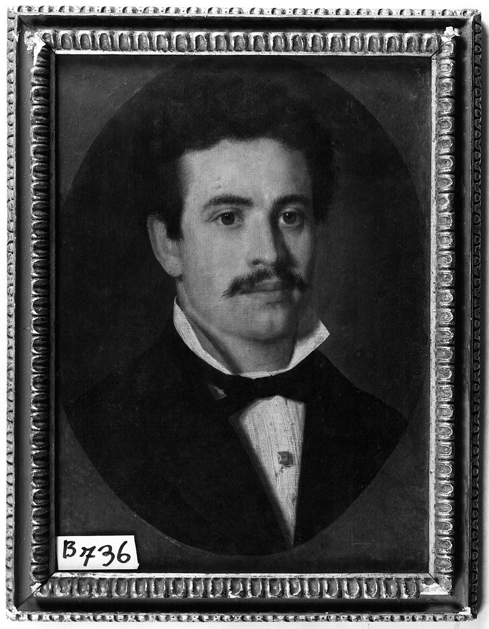 ritratto d'uomo con baffi (dipinto) - ambito romano (terzo quarto sec. XIX)