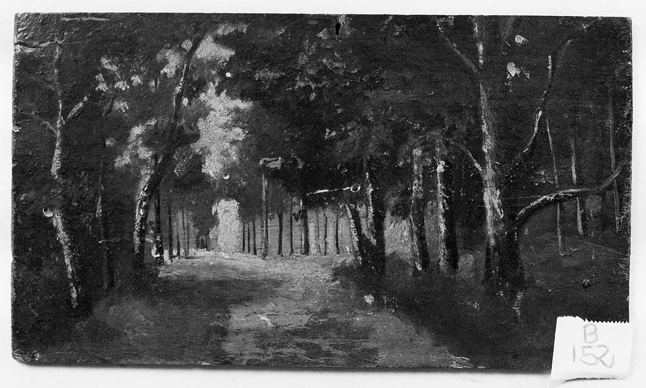 paesaggio con alberi (dipinto) - ambito romano (seconda metà sec. XIX)