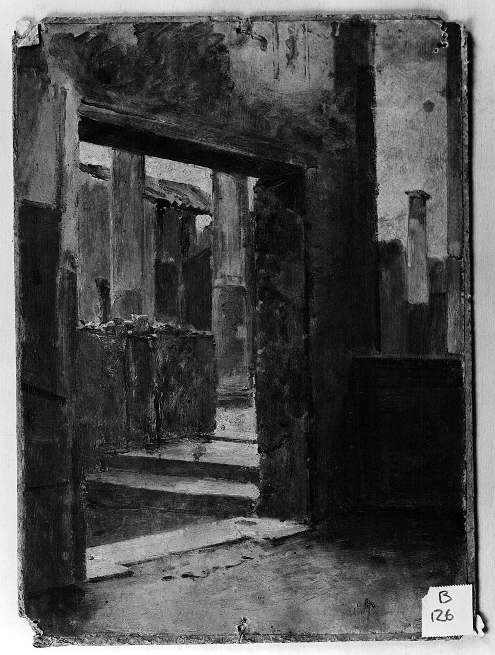 paesaggio con architetture (dipinto) - ambito romano (fine/inizio secc. XIX/ XX)