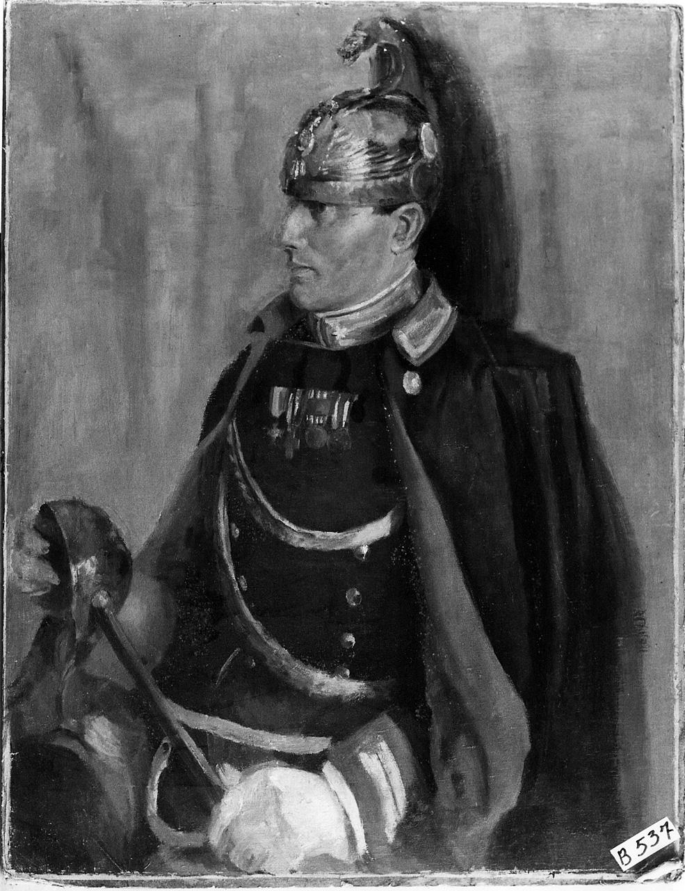 corazziere, ritratto di ufficiale (dipinto) - ambito romano (primo quarto sec. XX)