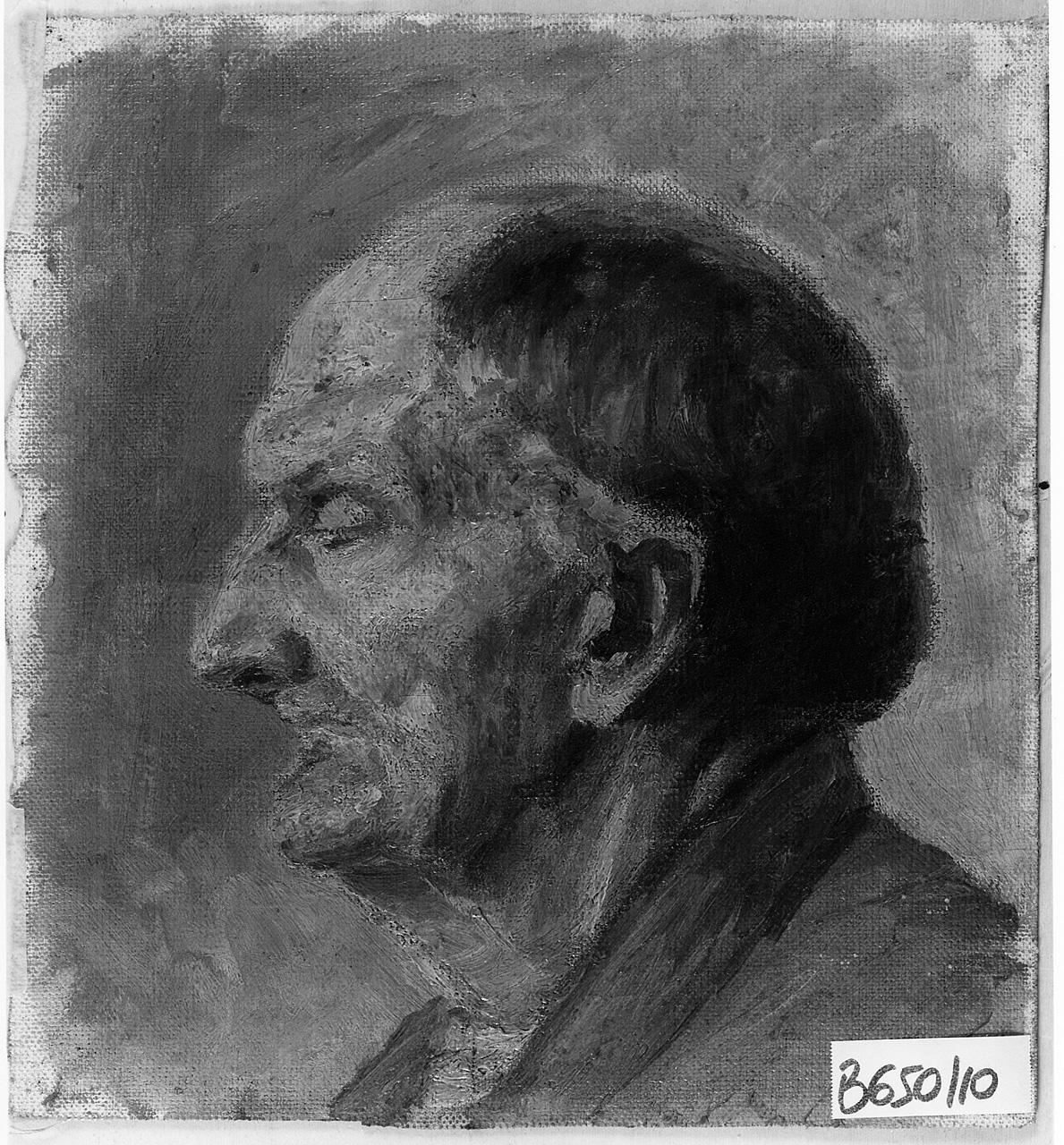 testa d'uomo di profilo (dipinto) - ambito romano (inizio sec. XX)