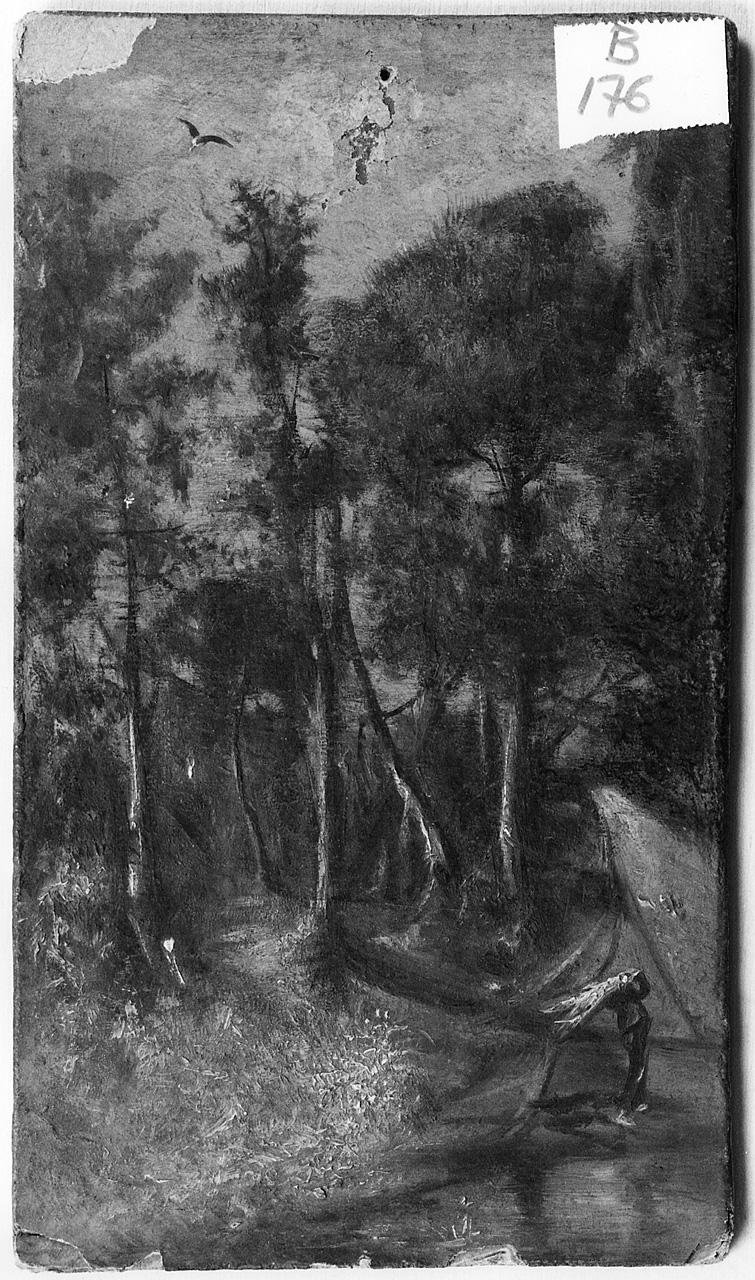paesaggio con alberi (dipinto) - ambito romano (seconda metà sec. XIX)