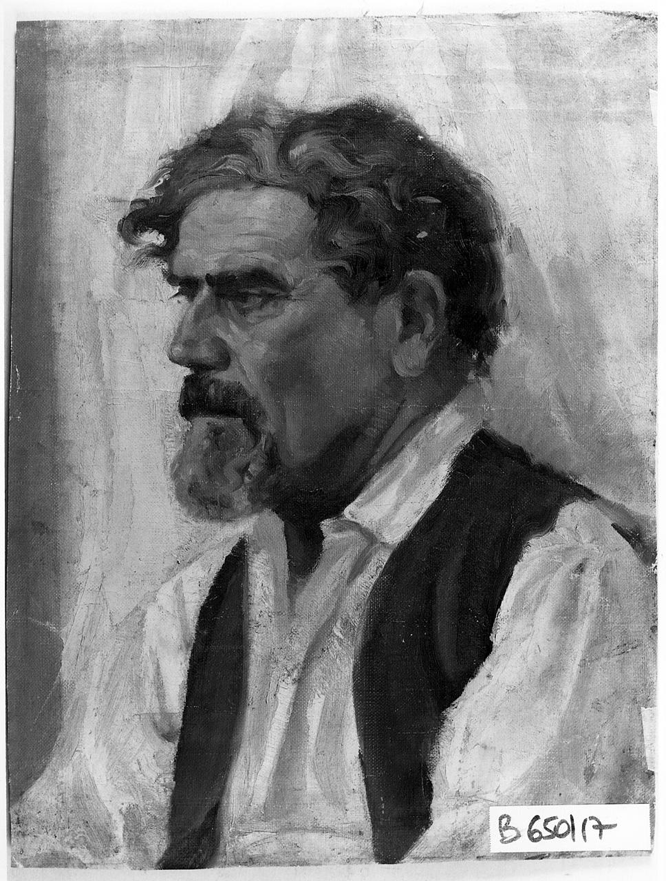 ritratto d'uomo con barba e baffi (dipinto) - ambito romano (fine/inizio secc. XIX/ XX)