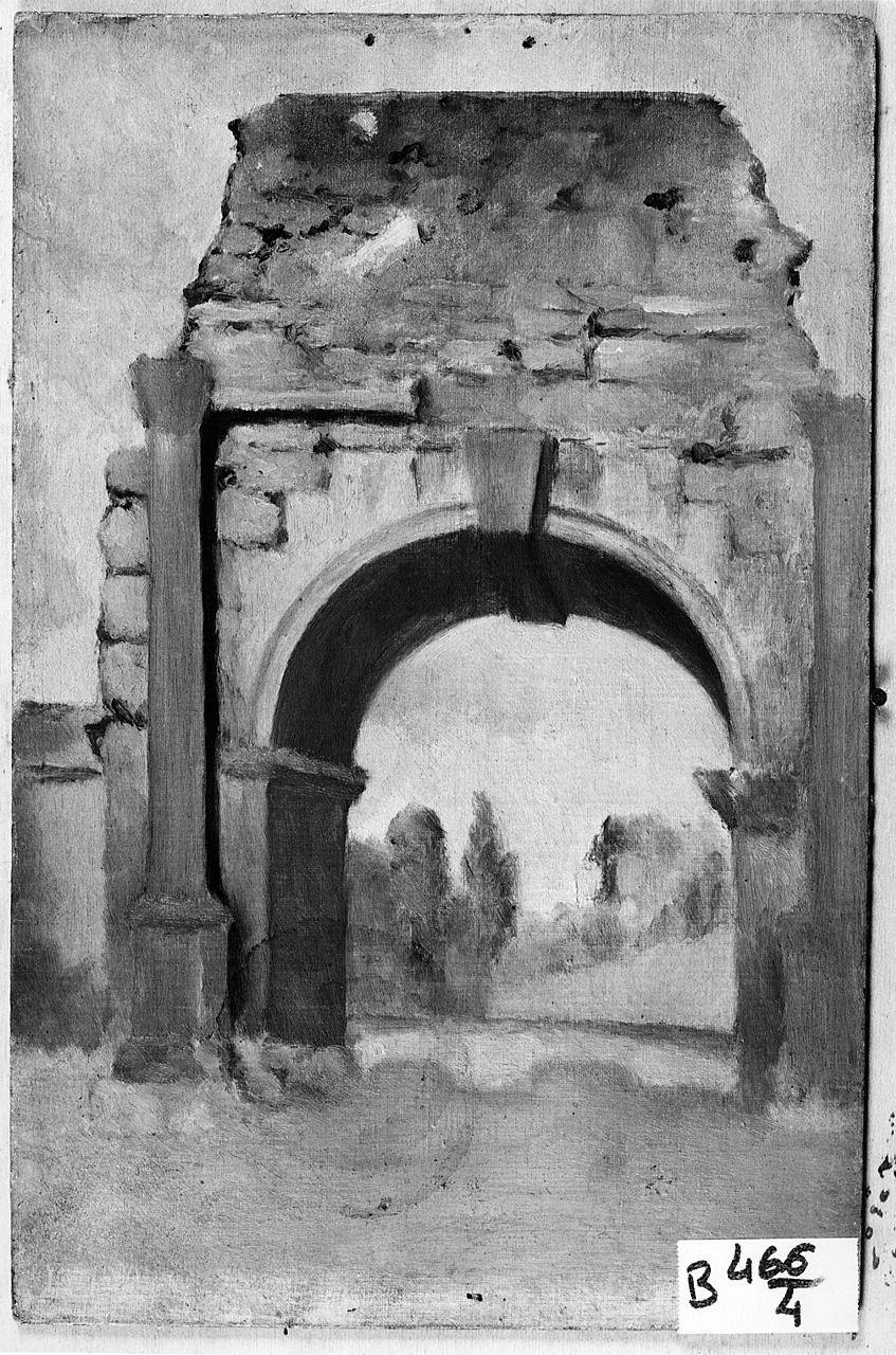 paesaggio con rovine (dipinto) - ambito romano (primo quarto sec. XX)