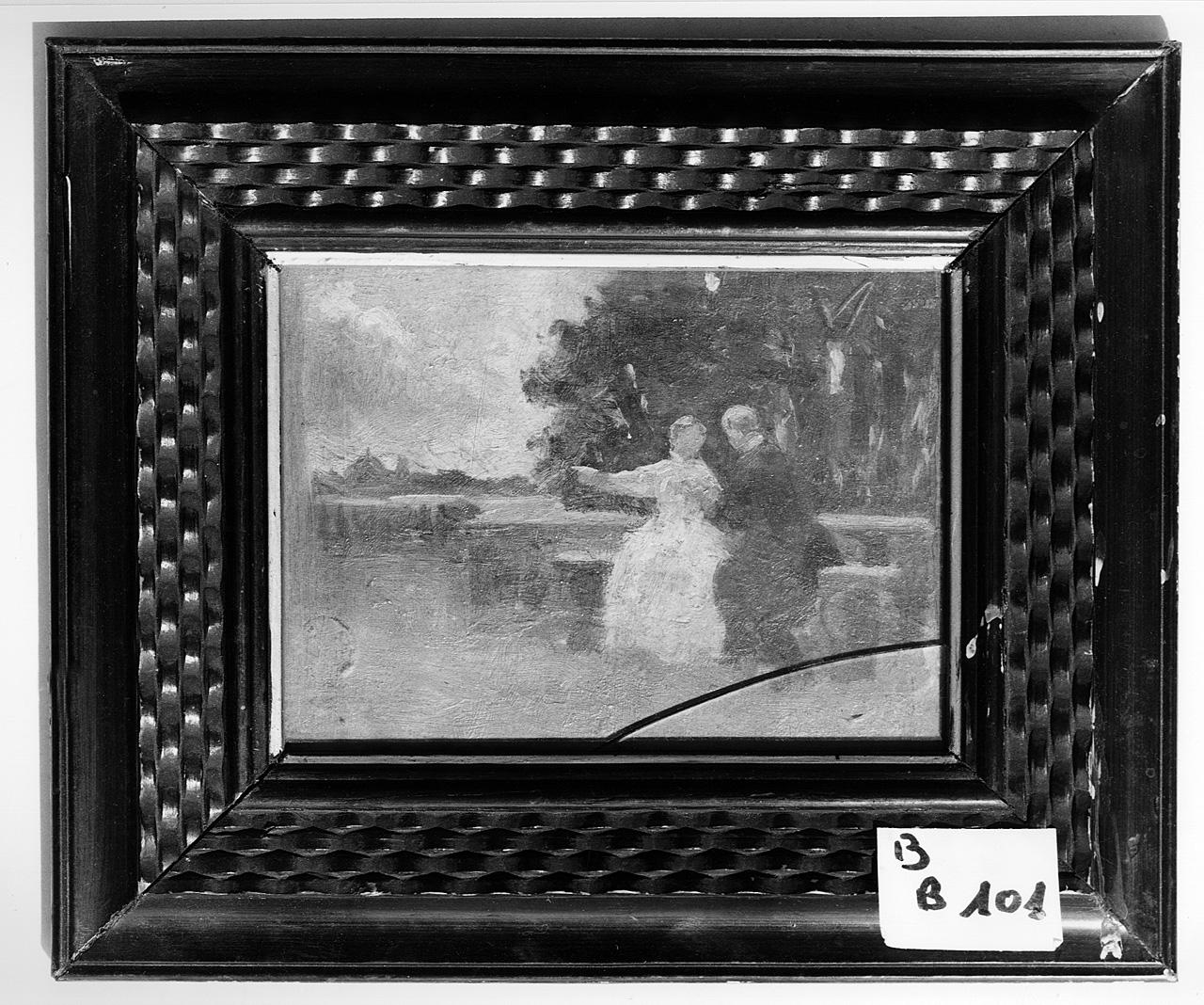 figure in un giardino (dipinto) - ambito romano (seconda metà sec. XIX)