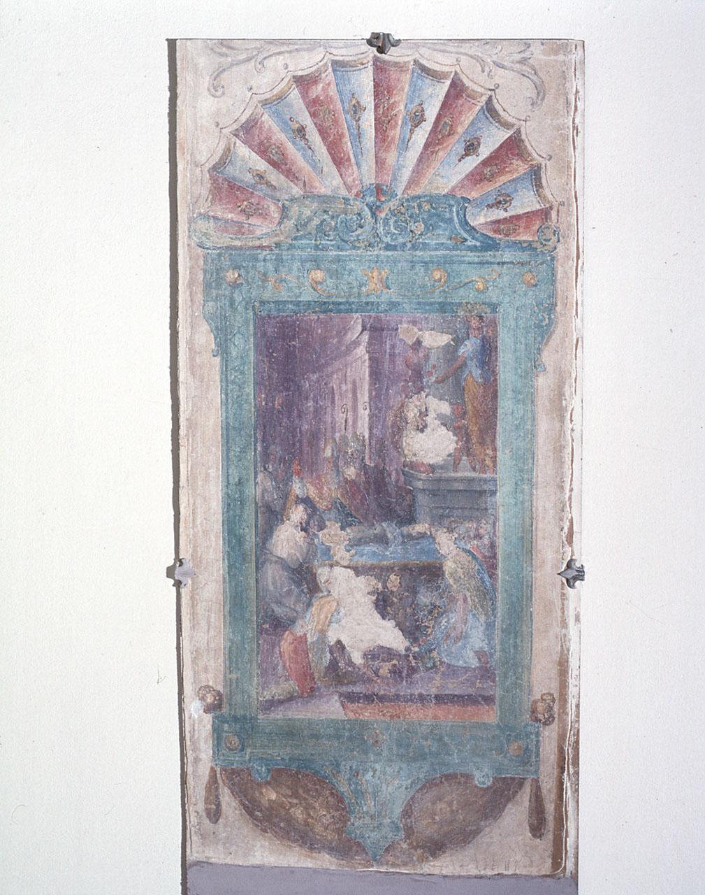 funerali di un Santo (dipinto, frammento) - ambito fiorentino (sec. XVI)